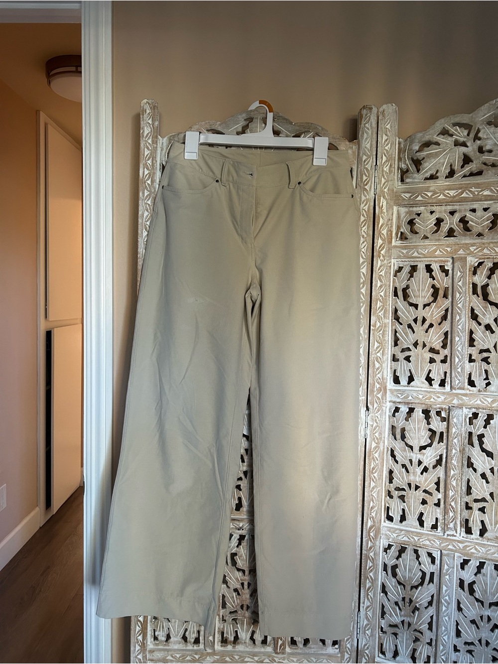 Lululemon Wide-Leg City Sleek Pants in Light Khaki